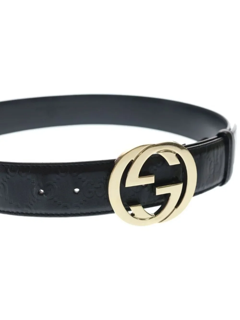 Gucci Interlocking Leather Belt Gold Black